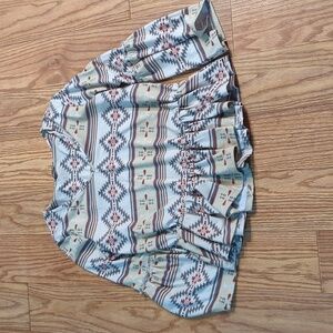 Southwestern pattern peplum shirt size large long bell sleeve ruffle white red